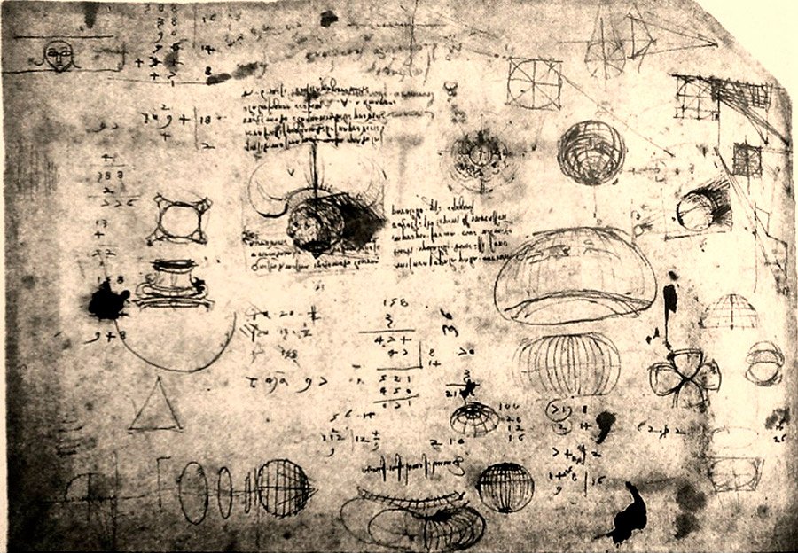 Anotações cartográficas de Da Vinci.